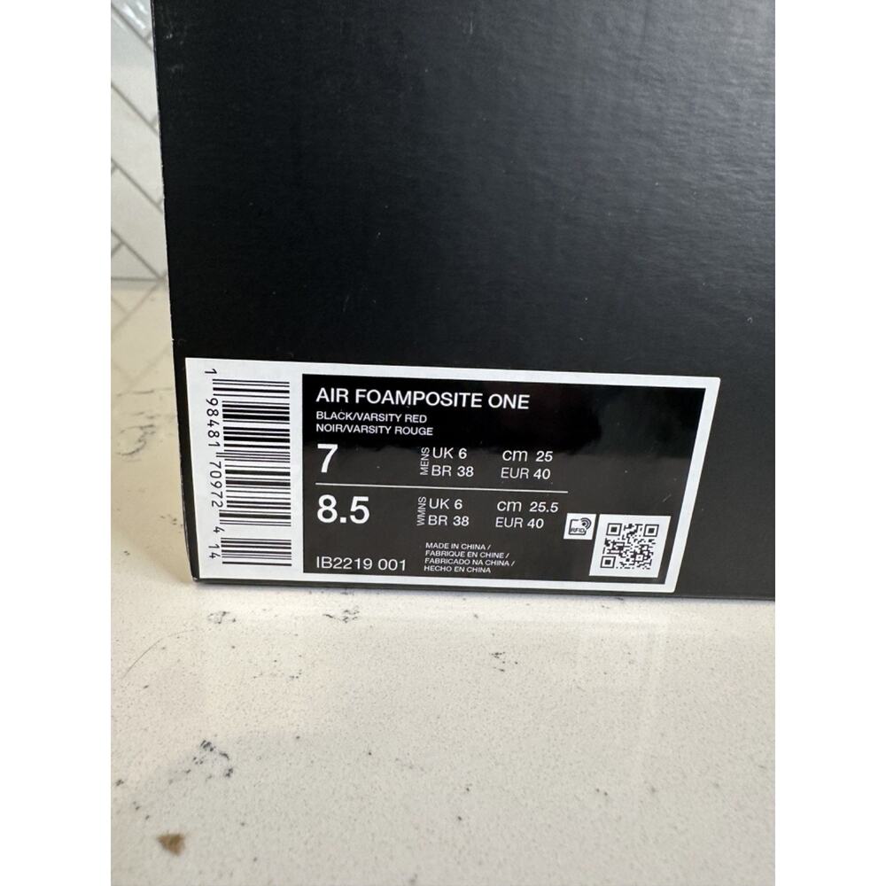 Nike Air Foamposite One Black Red Mens Size 7 IB2219-001 NEW Authentic - Picture 7 of 7
